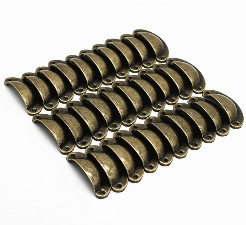 WEICHUAN 30PCS Antique Brass Iron Drawer Knobs Pulls Handles - Vintage Kitchen Cabinets Furniture Wardrobe Medicine Pull Handle(Length: 81mm Width: 32mm) - Image 1